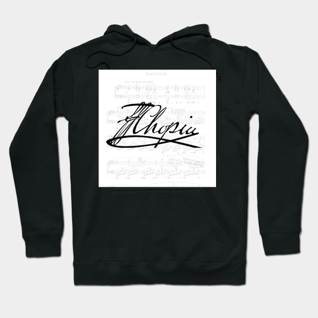 Frédéric Chopin's signature, with his Nocturne in C # minor. Hoodie by Rosettemusicandguitar